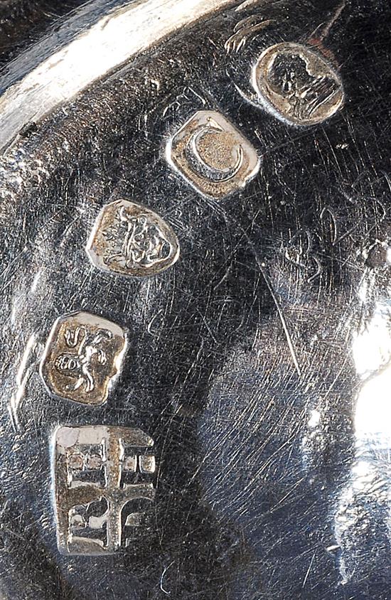 A set of four George III silver salts, by Robert & David Hennell, Length 135mm, weight 12.8oz/400grms.